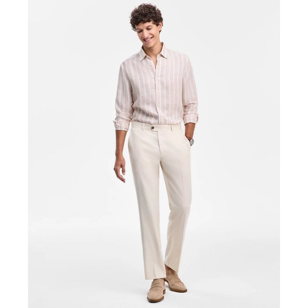 NWT Club Room Men’s Dress Pants 40x32 Straight Fit Flat Front Winter Ivory